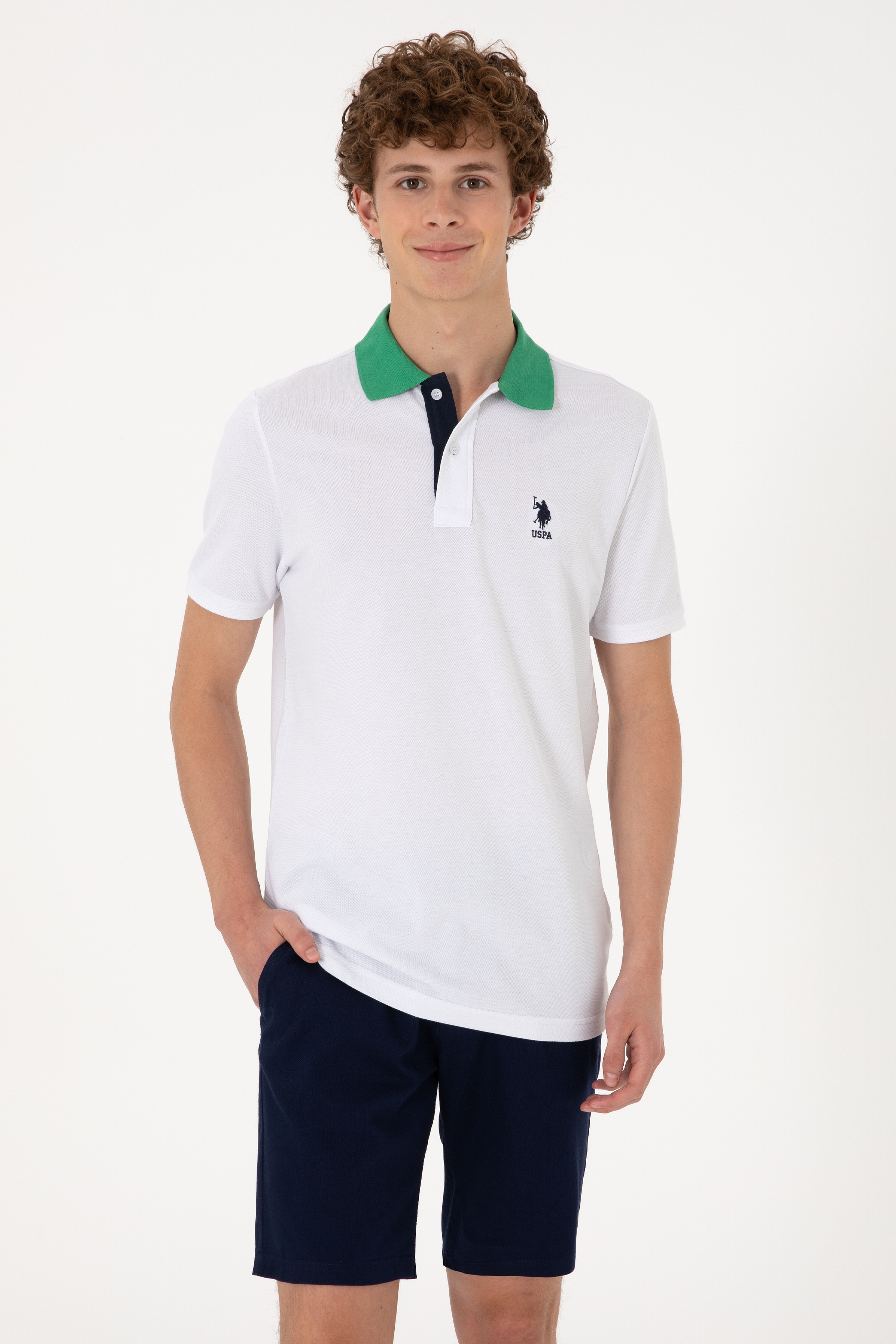 Erkek Regular Fit Polo Yaka Beyaz Tişört - Image 1