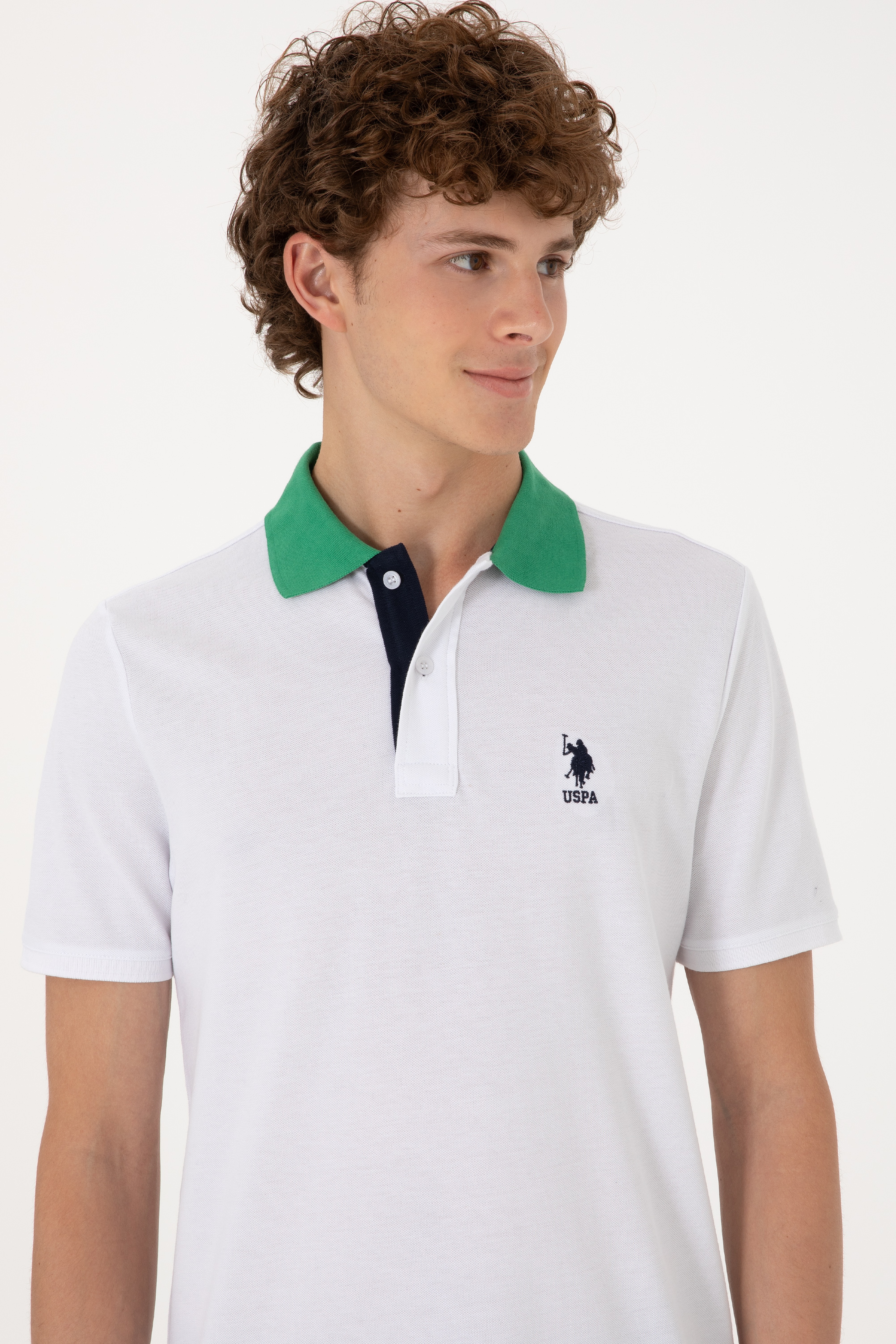 Erkek Regular Fit Polo Yaka Beyaz Tişört