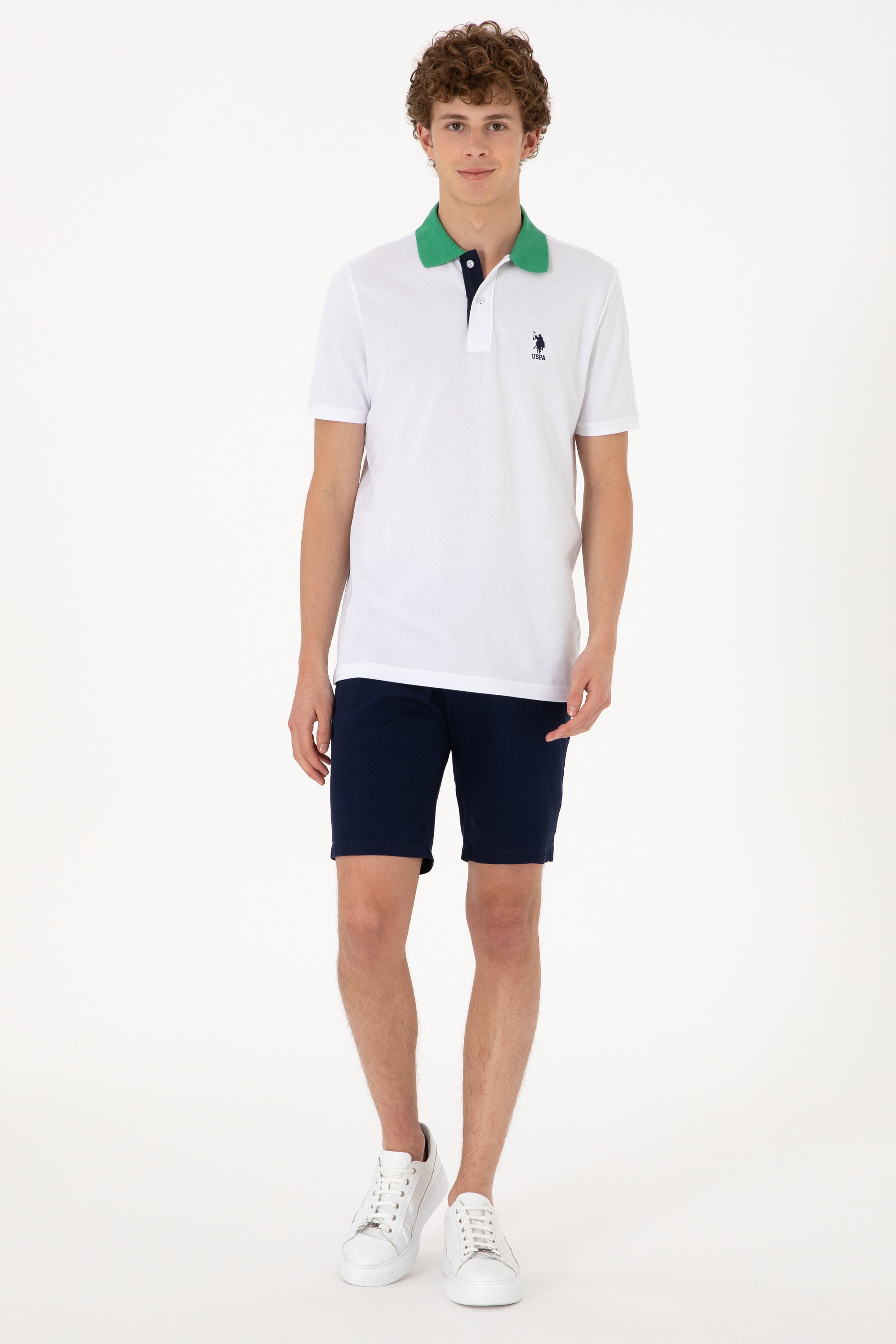 Erkek Regular Fit Polo Yaka Beyaz Tişört - Image 4
