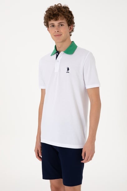 Erkek Regular Fit Polo Yaka Beyaz Tişört