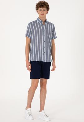 Erkek Lacivert Kısa Kollu Gömlek - 50306329009