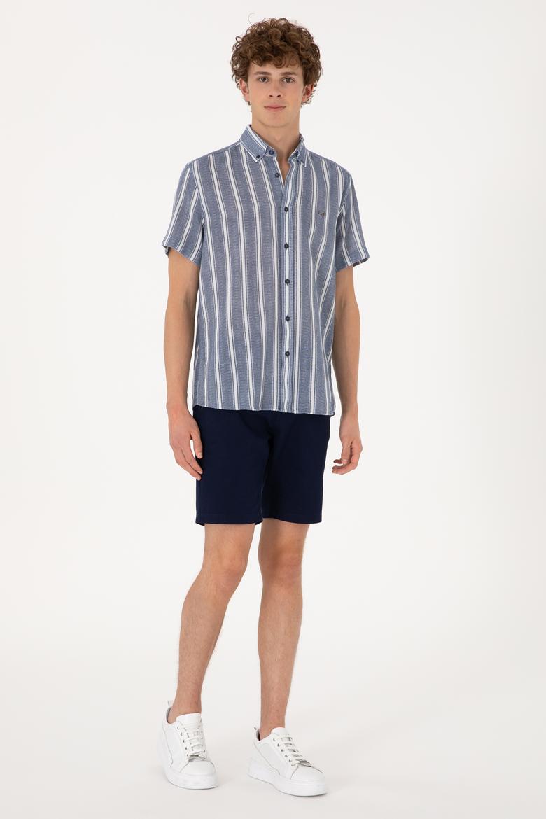 Erkek Lacivert Kısa Kollu Gömlek - 50306329009