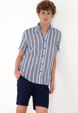 Erkek Lacivert Kısa Kollu Gömlek - 50306329009