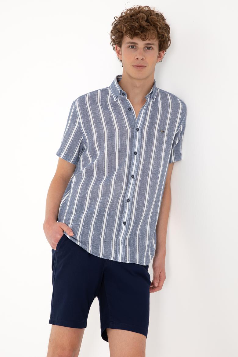 Erkek Lacivert Kısa Kollu Gömlek - 50306329009