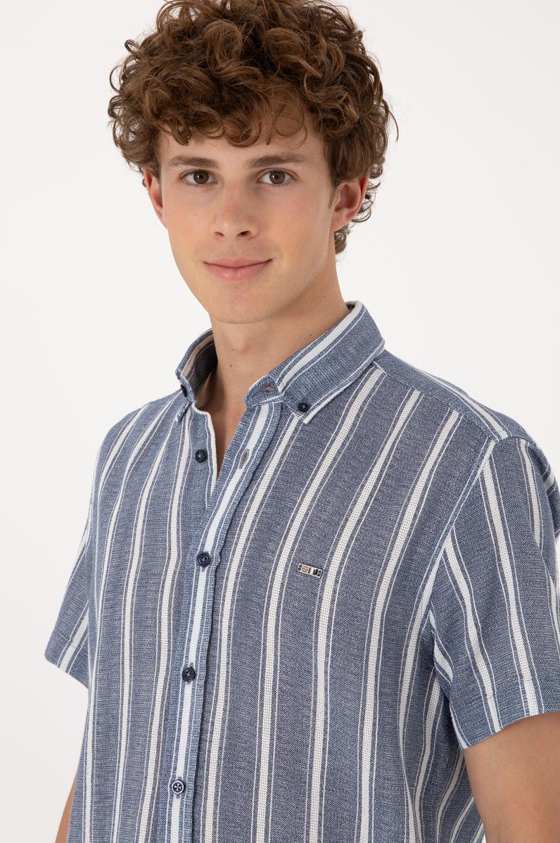 Erkek Lacivert Kısa Kollu Gömlek