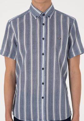 Erkek Lacivert Kısa Kollu Gömlek - 50306329009