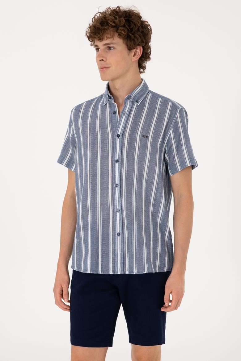 Erkek Lacivert Kısa Kollu Gömlek