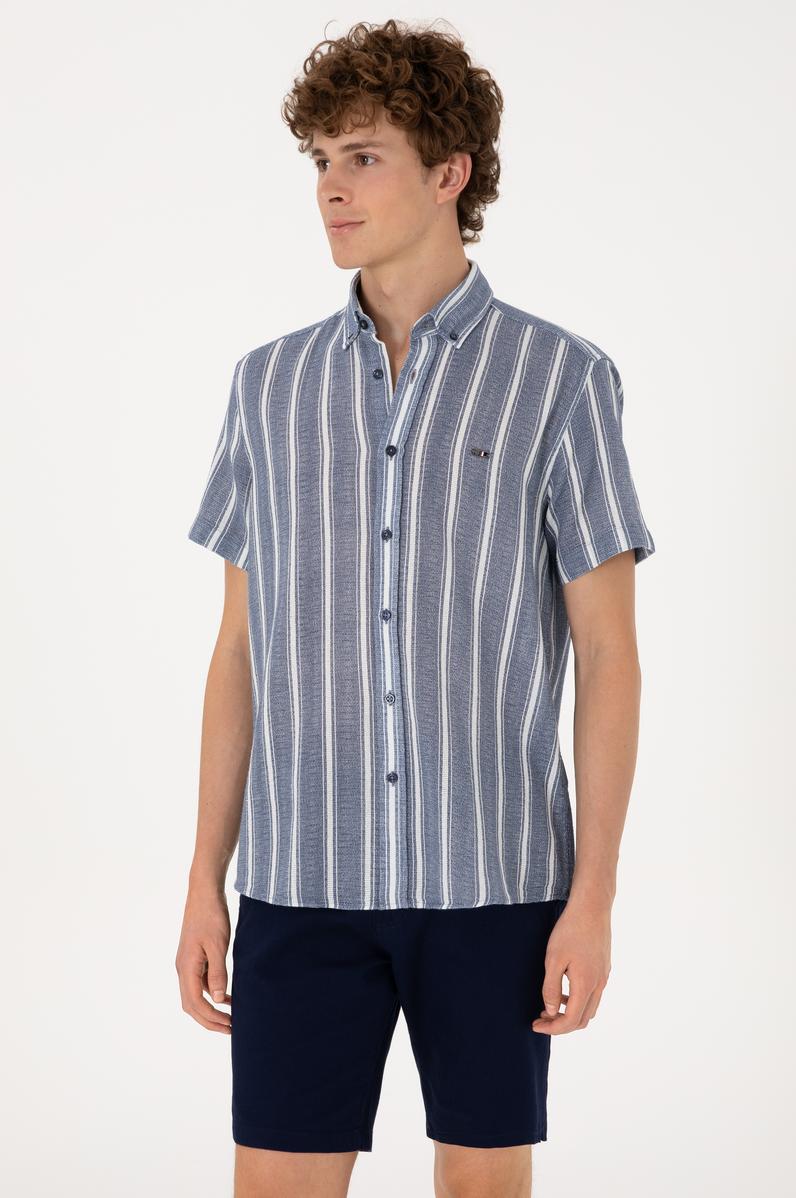 Erkek Lacivert Kısa Kollu Gömlek