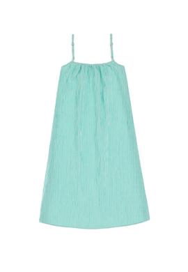 Kız Çocuk Mint Askılı A-Form Çizgili Dokuma Elbise - 50306579010
