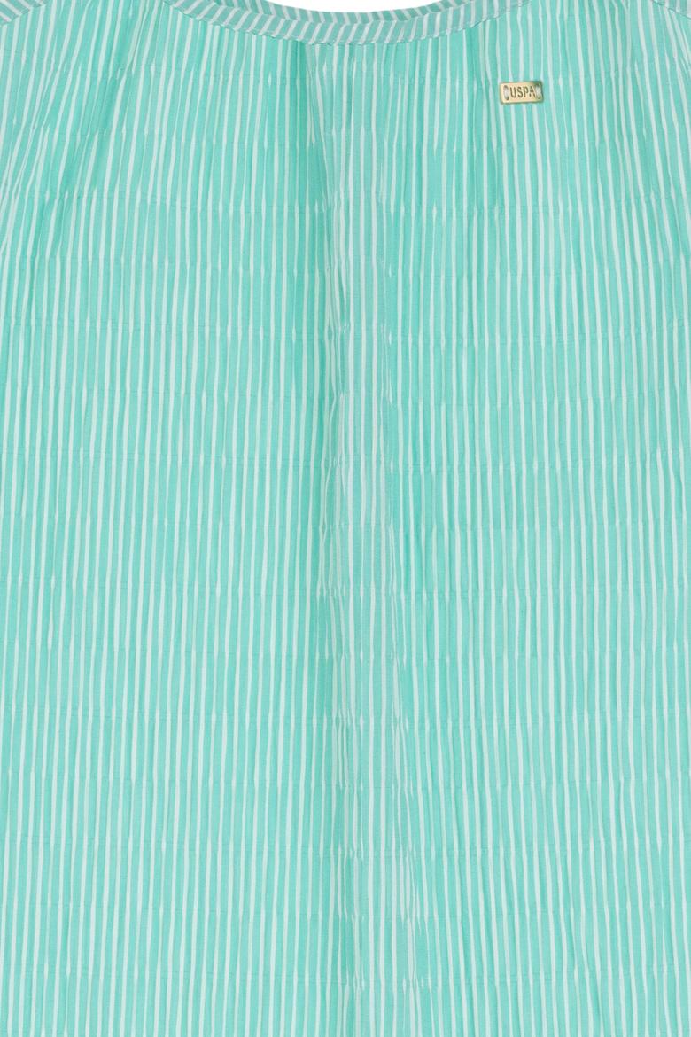 Kız Çocuk Mint Askılı A-Form Çizgili Dokuma Elbise - 50306579010