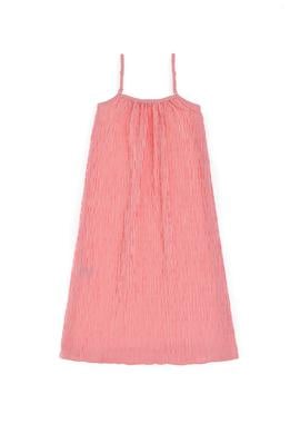 Kız Çocuk Pembe Çizgili A-Form Askılı Dokuma Elbise - 50306579022