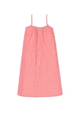 Kız Çocuk Pembe Çizgili A-Form Askılı Dokuma Elbise - 50306579022