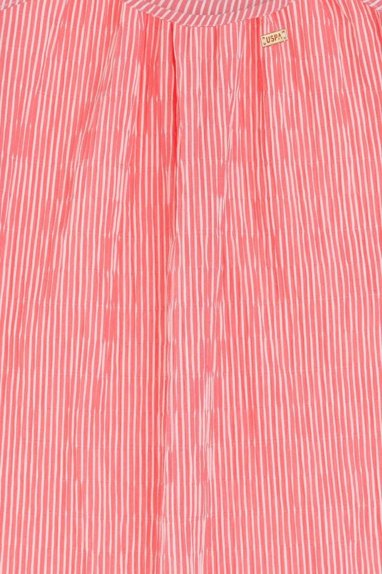 Kız Çocuk Pembe Çizgili A-Form Askılı Dokuma Elbise - 50306579022