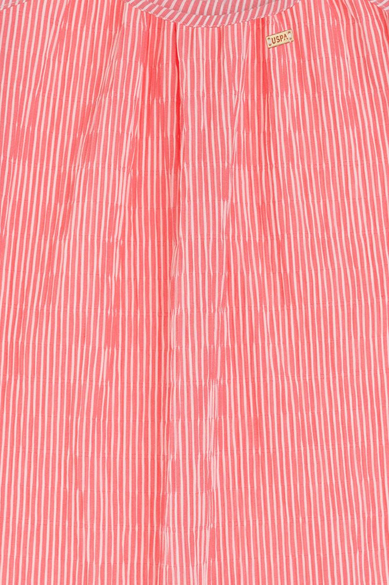 Kız Çocuk Pembe Çizgili A-Form Askılı Dokuma Elbise