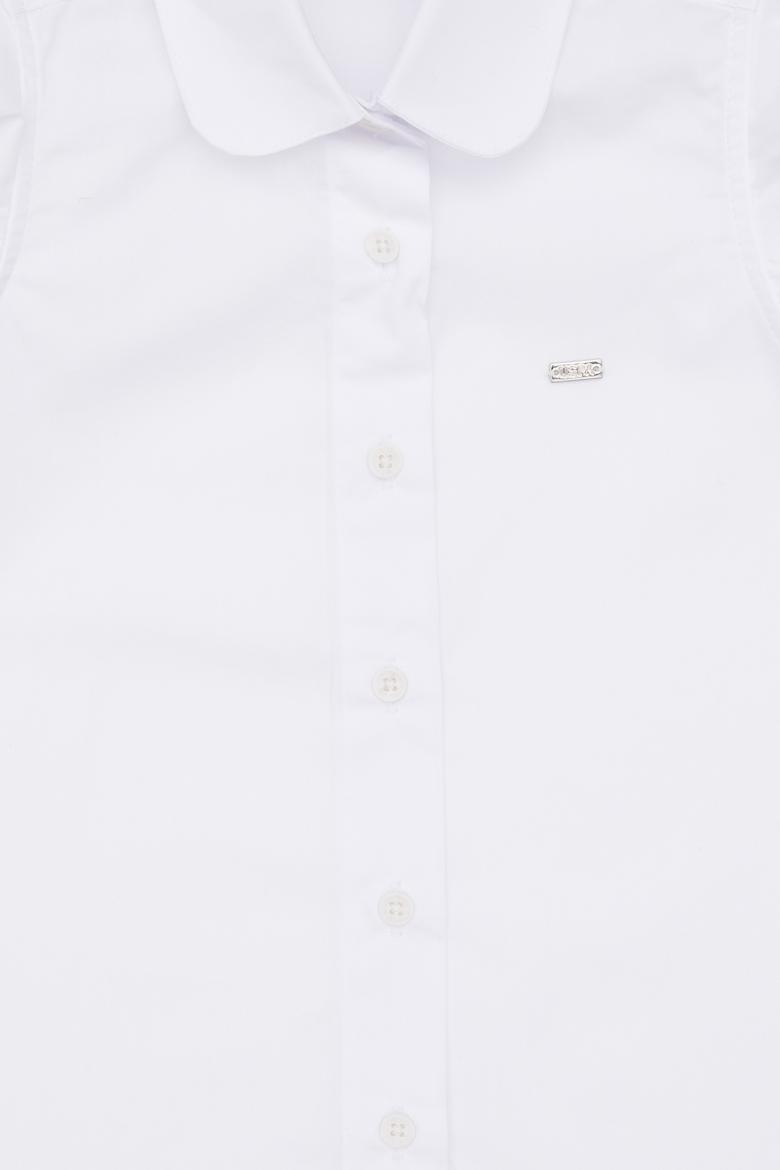 Kız Çocuk Beyaz Fırfır Kol Detaylı Pamuk Gömlek - 50306617015