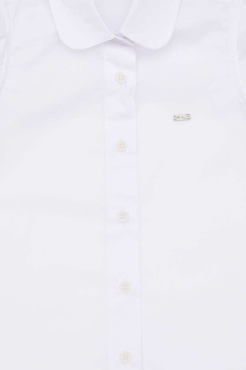 Kız Çocuk Beyaz Fırfır Kol Detaylı Pamuk Gömlek