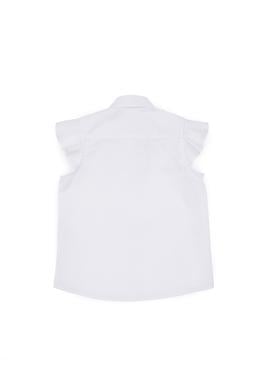 Kız Çocuk Beyaz Fırfır Kol Detaylı Pamuk Gömlek - 50306617015