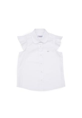 Kız Çocuk Beyaz Fırfır Kol Detaylı Pamuk Gömlek - 50306617015