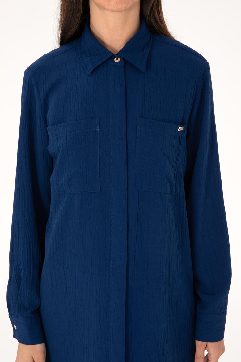 Kadın Lacivert Uzun Kollu Tunik Gömlek - 50307672010