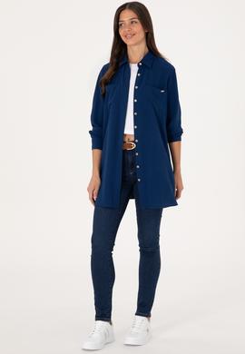 Kadın Lacivert Uzun Kollu Tunik Gömlek - 50307672010