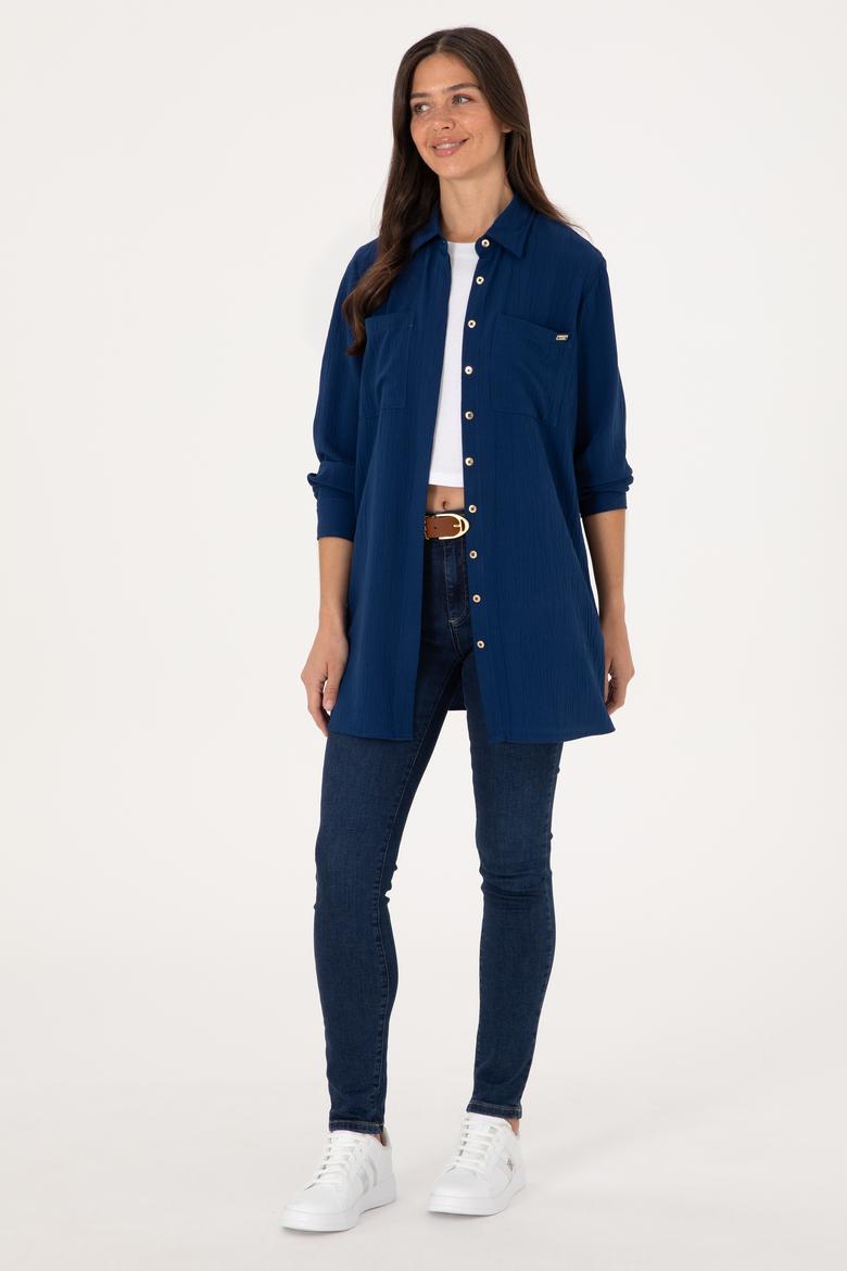 Kadın Lacivert Uzun Kollu Tunik Gömlek - 50307672010