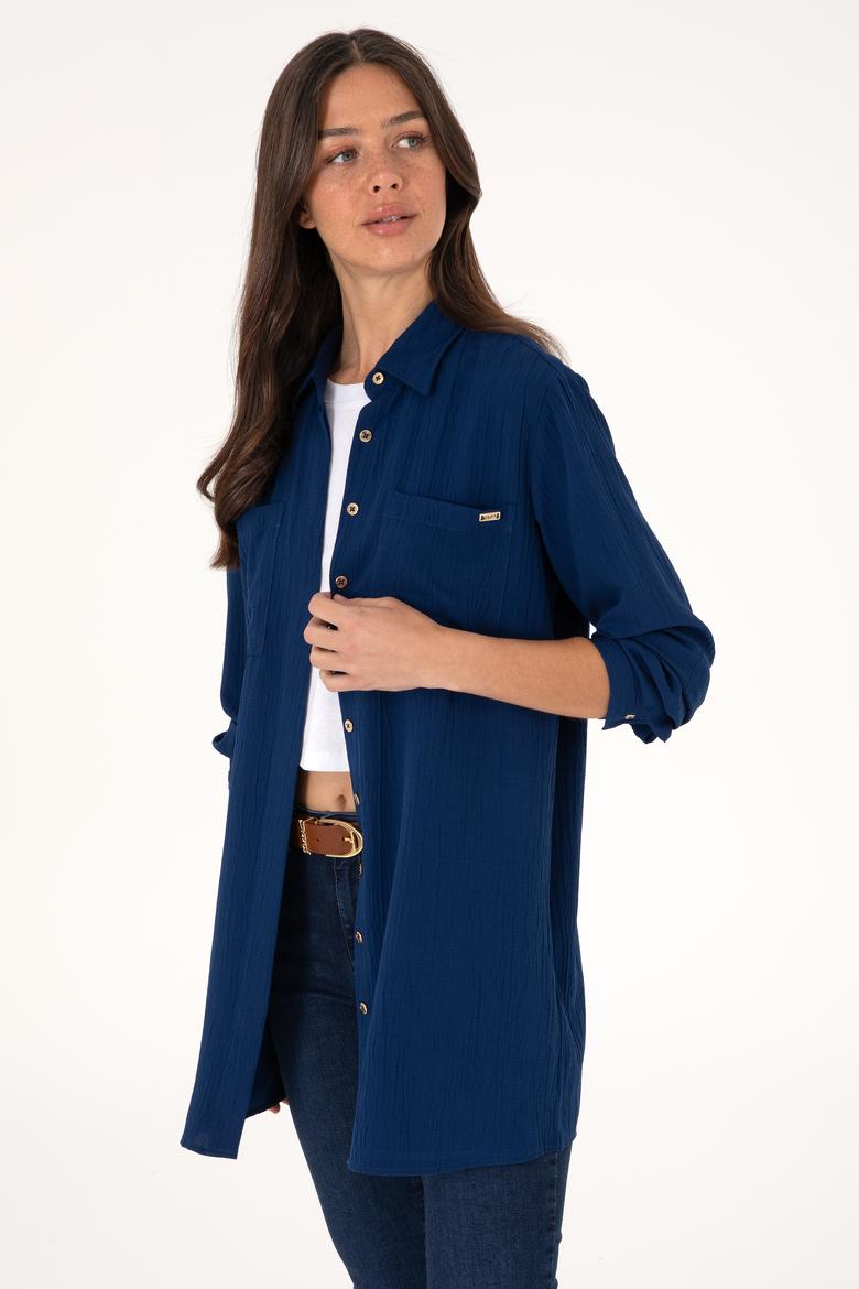Kadın Lacivert Uzun Kollu Tunik Gömlek - 50307672010