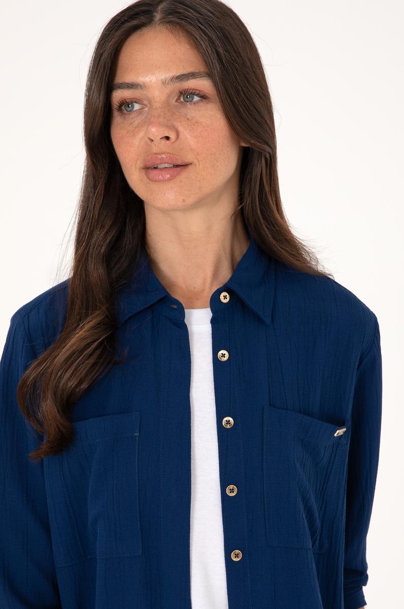 Kadın Lacivert Uzun Kollu Tunik Gömlek