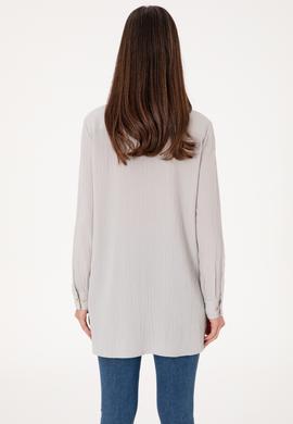 Kadın Açık Gri Uzun Kollu Tunik Gömlek - 50307672005