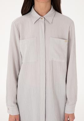 Kadın Açık Gri Uzun Kollu Tunik Gömlek - 50307672005