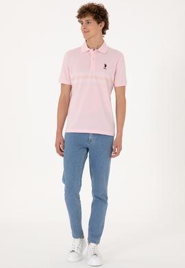 Erkek Regular Fit Polo Yaka Açık Pembe Tişört - 50306852019
