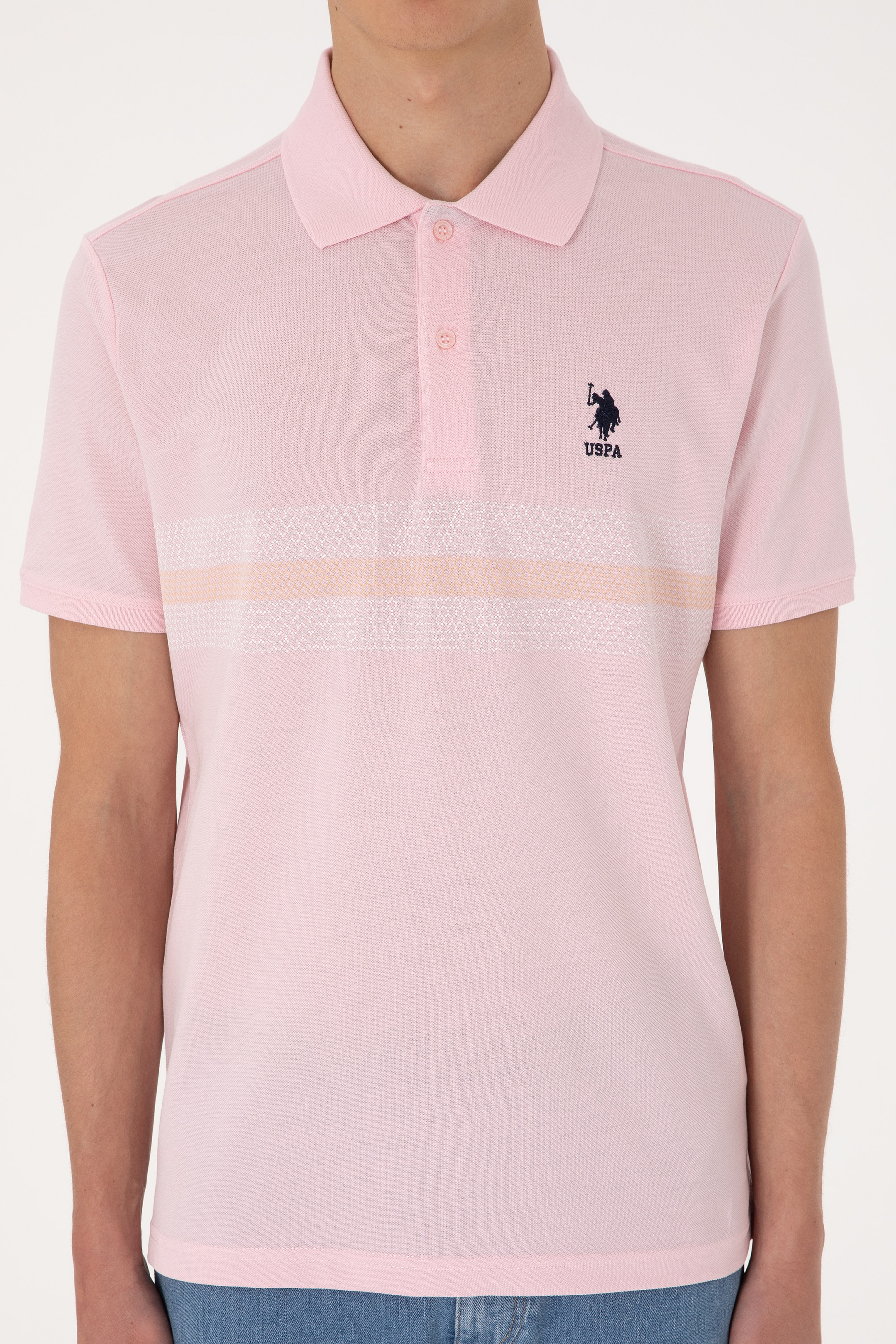 Erkek Regular Fit Polo Yaka Açık Pembe Tişört - Image 6