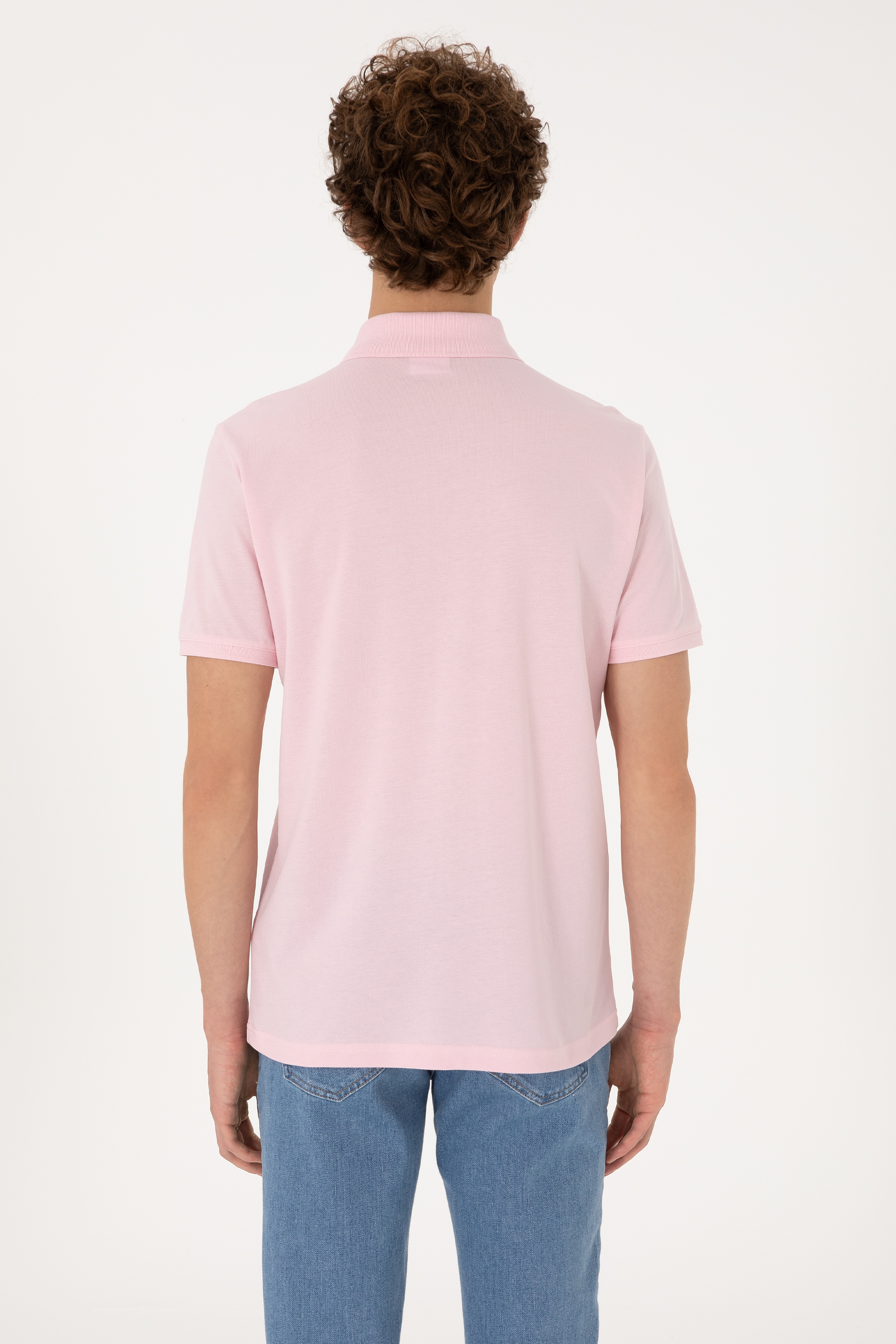 Erkek Regular Fit Polo Yaka Açık Pembe Tişört