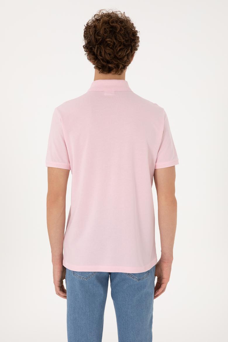 Erkek Regular Fit Polo Yaka Açık Pembe Tişört - 50306852019