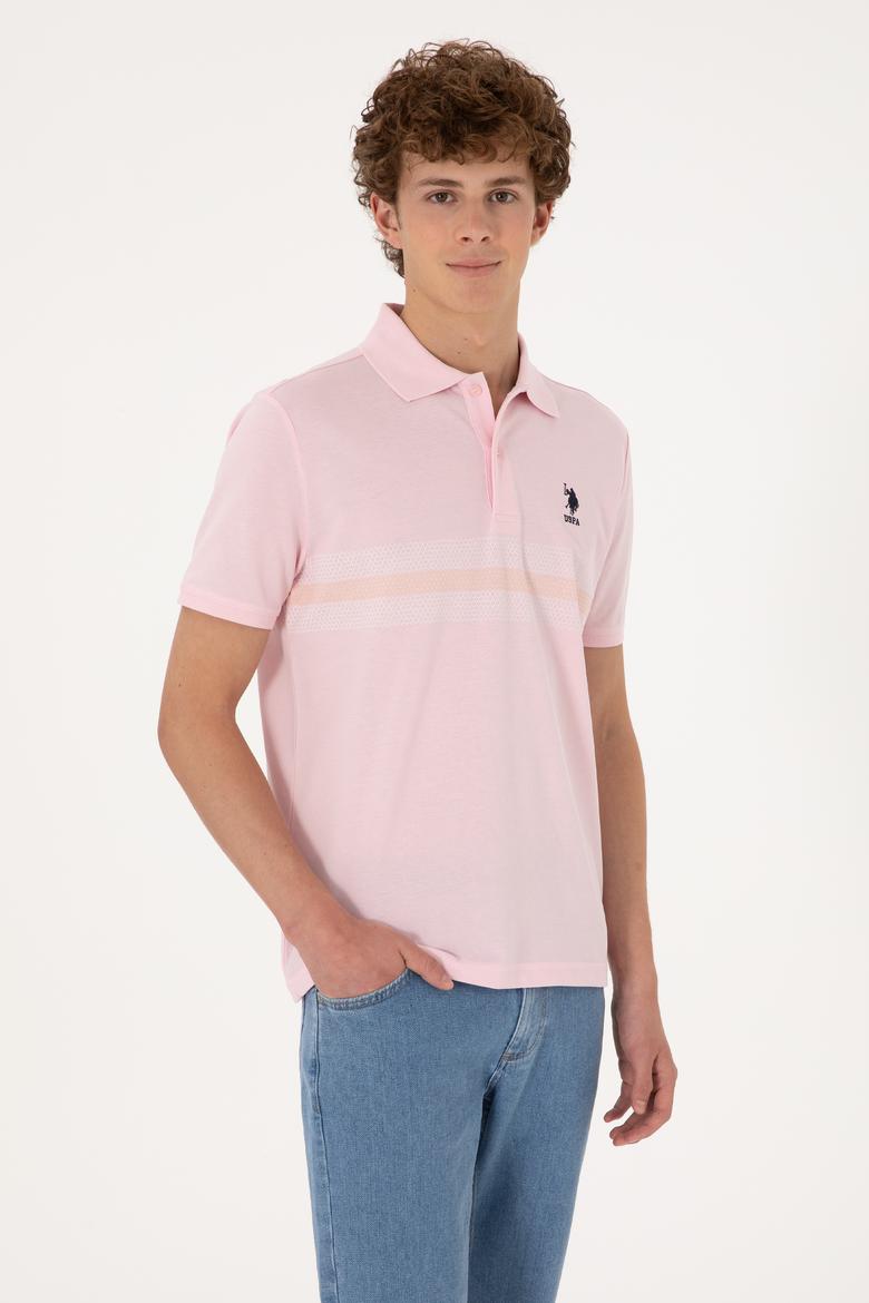 Erkek Regular Fit Polo Yaka Açık Pembe Tişört - 50306852019