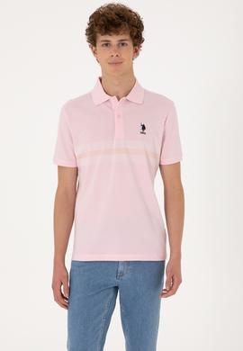 Erkek Regular Fit Polo Yaka Açık Pembe Tişört - 50306852019