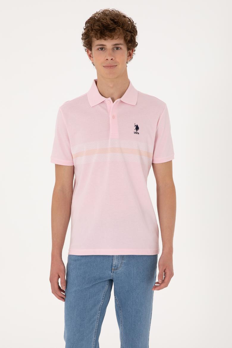 Erkek Regular Fit Polo Yaka Açık Pembe Tişört