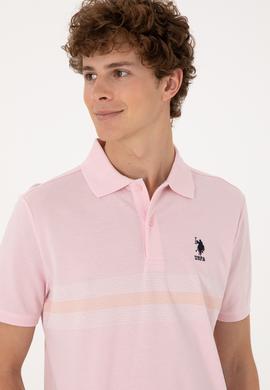 Erkek Regular Fit Polo Yaka Açık Pembe Tişört - 50306852019