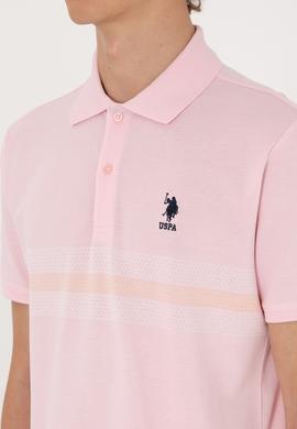 Erkek Regular Fit Polo Yaka Açık Pembe Tişört - 50306852019