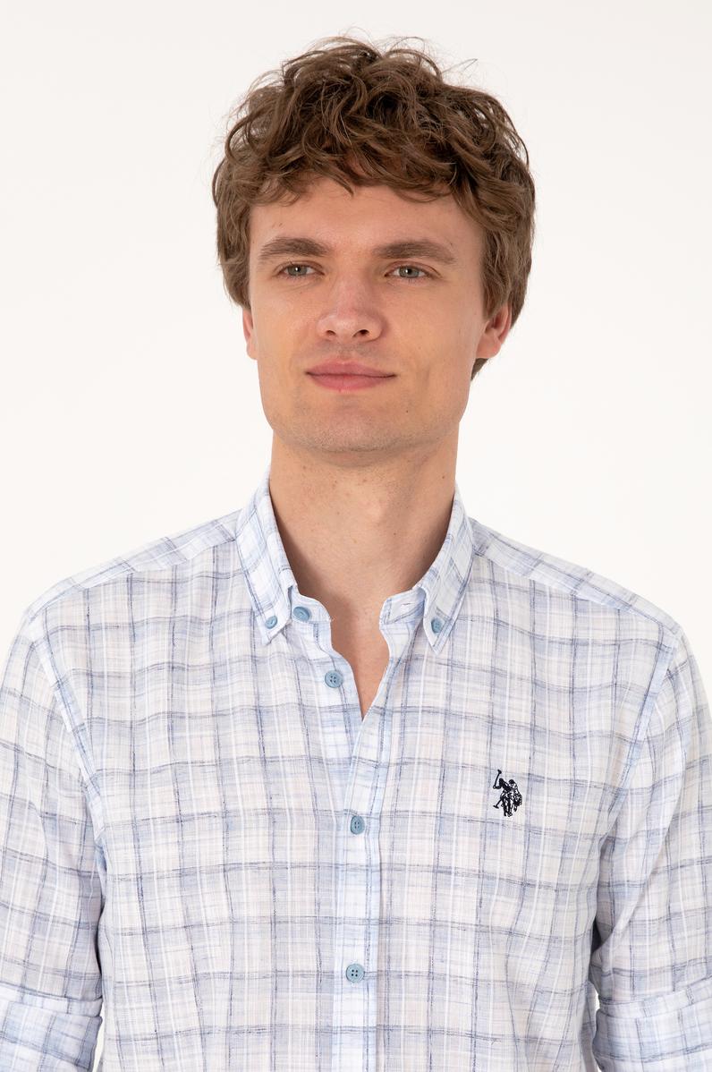 Erkek Mavi Uzun Kollu Gömlek