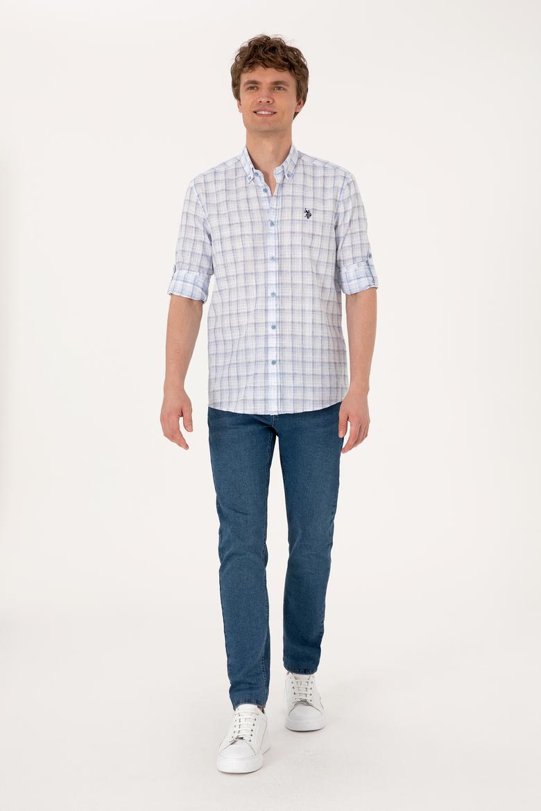 Erkek Mavi Uzun Kollu Gömlek - 50306348006