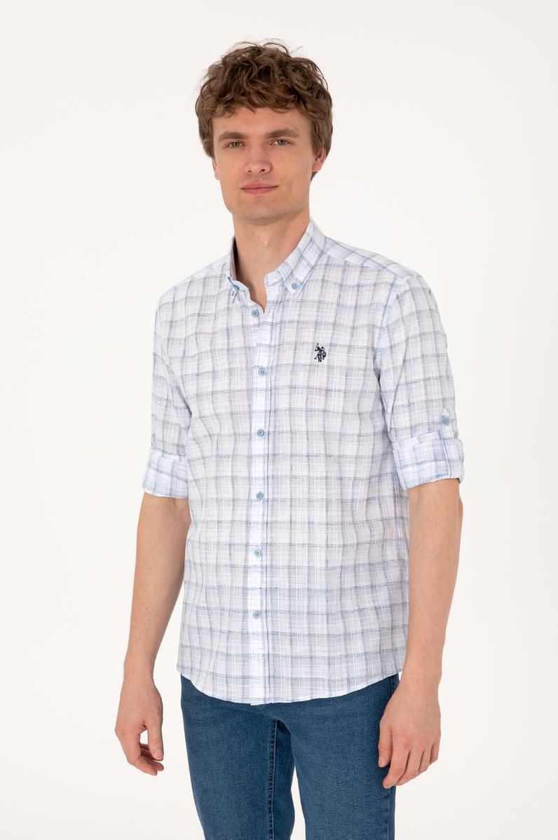 Erkek Mavi Uzun Kollu Gömlek