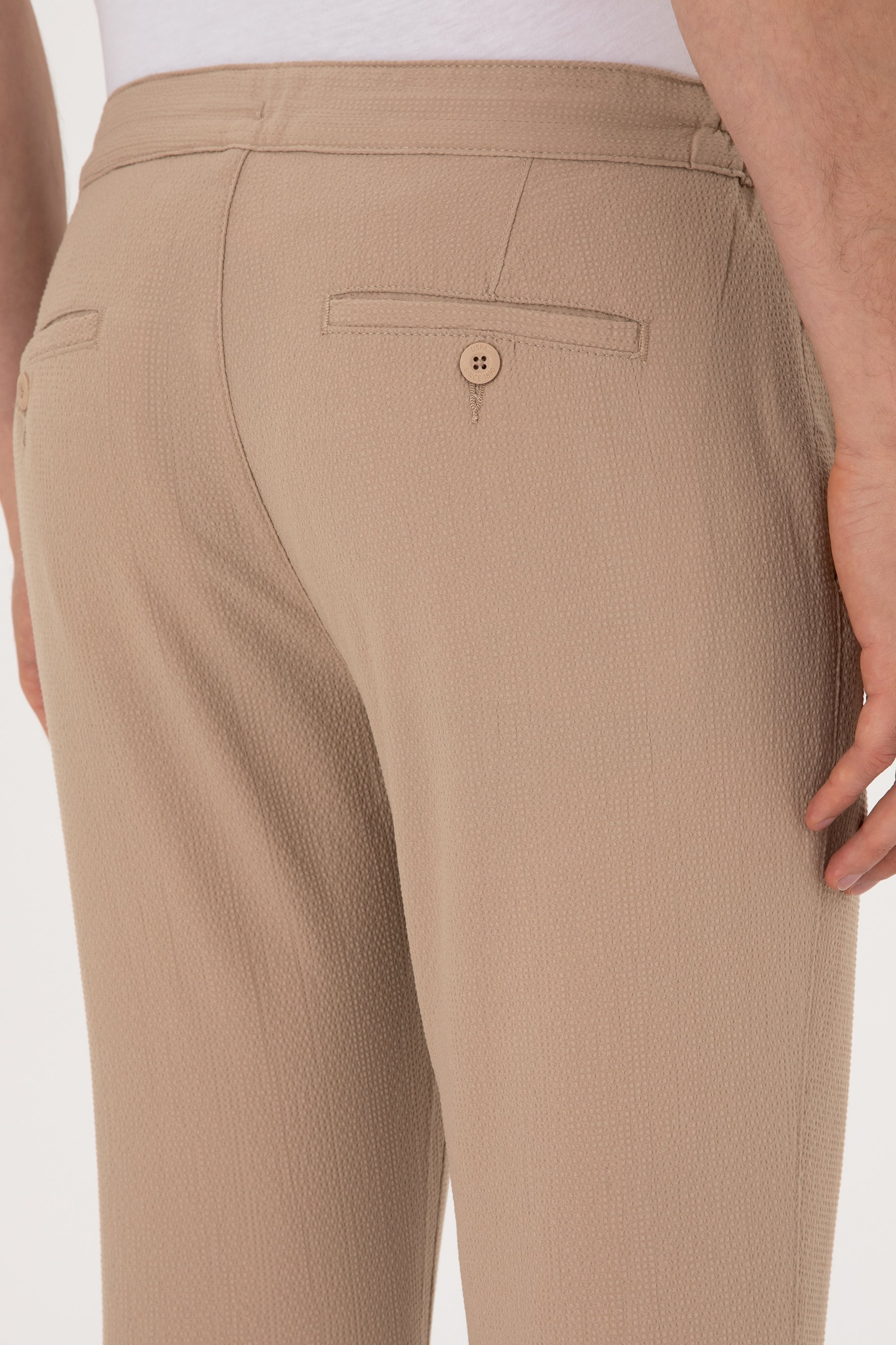 Erkek Slim Fit Bej Kanvas Pantolon