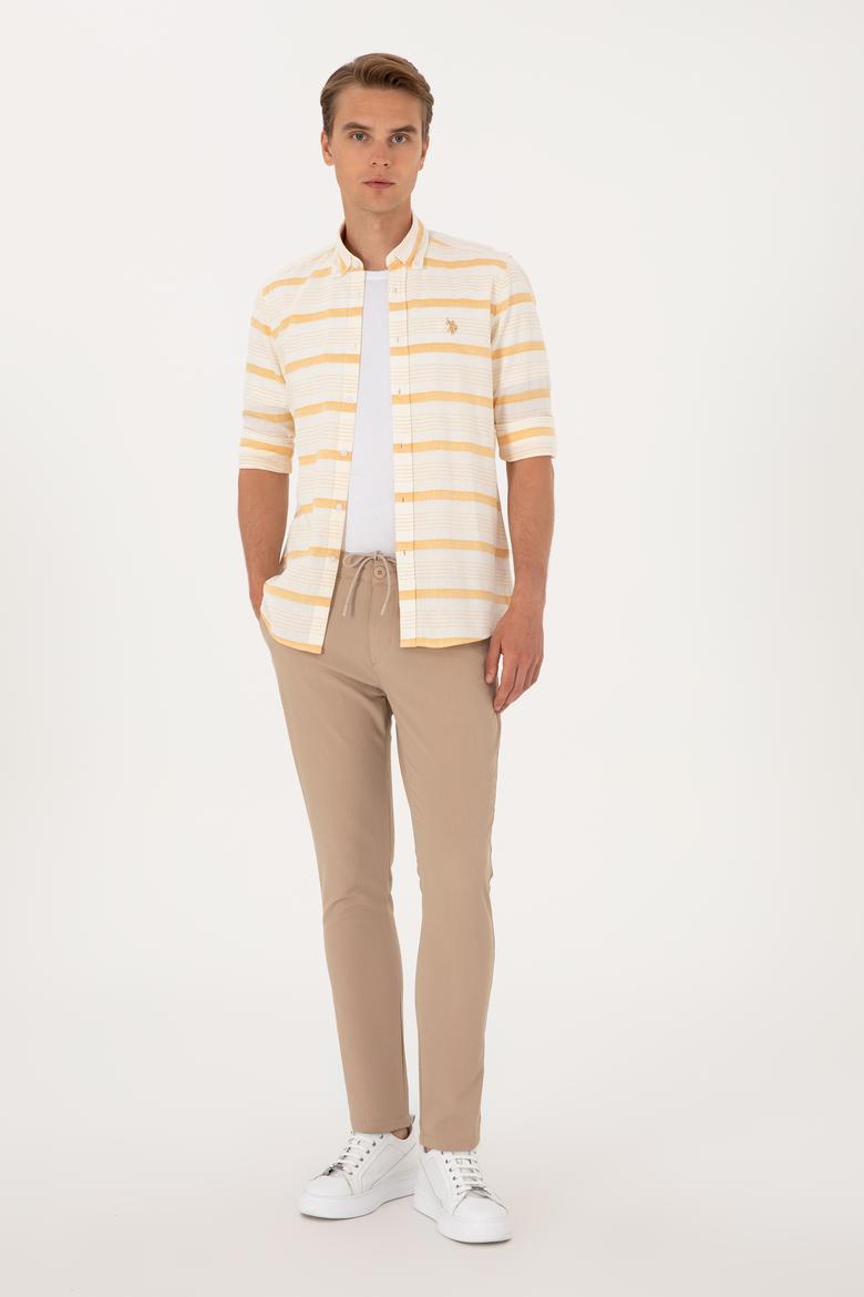 Erkek Bej Kanvas Pantolon