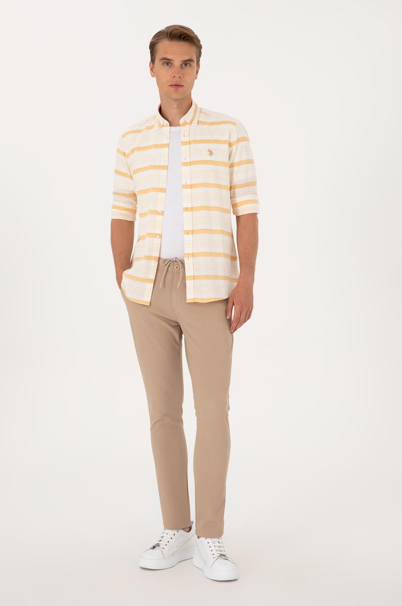 Erkek Bej Kanvas Pantolon