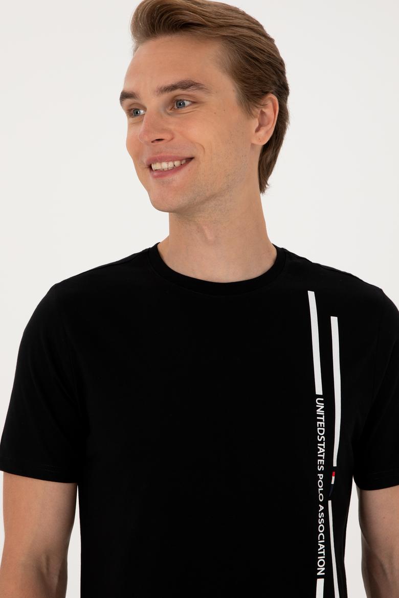 Erkek Regular Fit Bisiklet Yaka Siyah Tişört - 50299763025