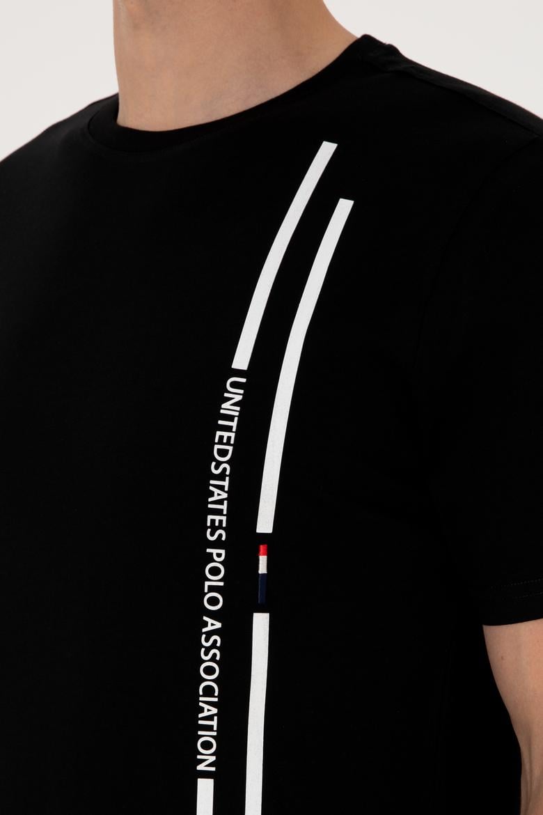 Erkek Regular Fit Bisiklet Yaka Siyah Tişört - 50299763025