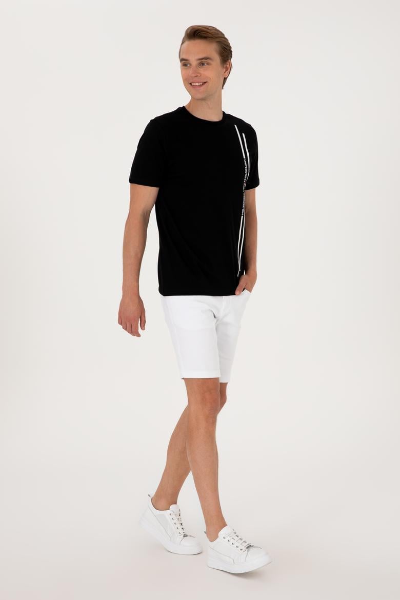 Erkek Regular Fit Bisiklet Yaka Siyah Tişört - 50299763025