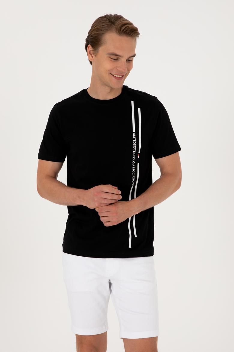 Erkek Regular Fit Bisiklet Yaka Siyah Tişört - 50299763025