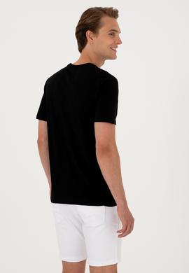 Erkek Regular Fit Bisiklet Yaka Siyah Tişört - 50299763025