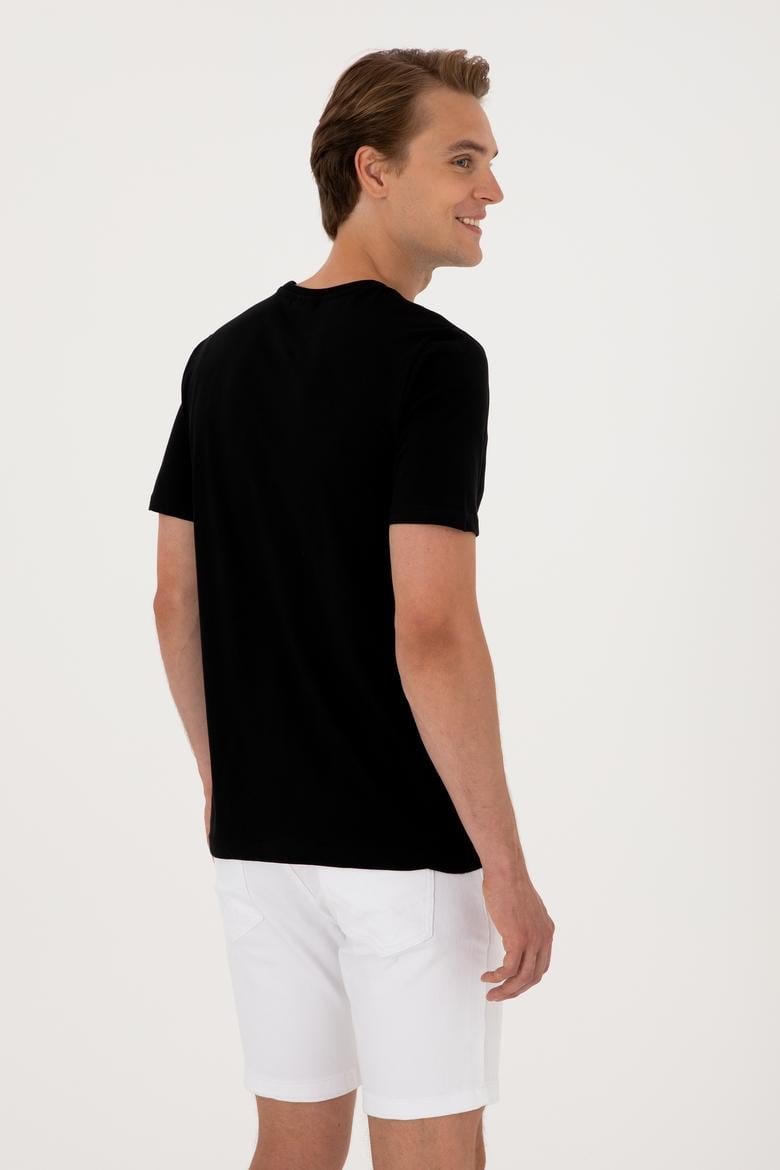 Erkek Regular Fit Bisiklet Yaka Siyah Tişört - 50299763025